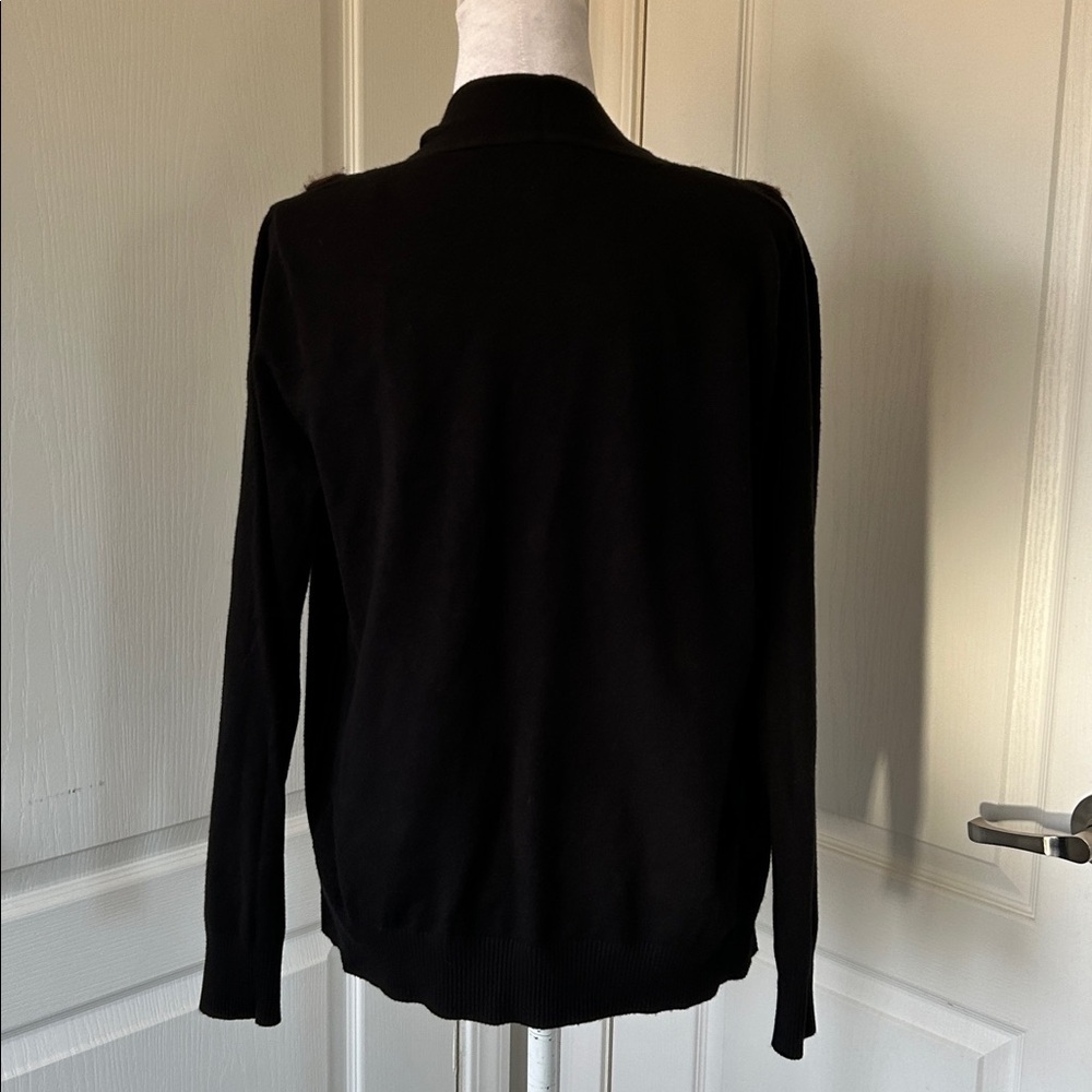 Aaeda women’s black floral Boho chic open front cardigan size small​ - Picture 4 of 9